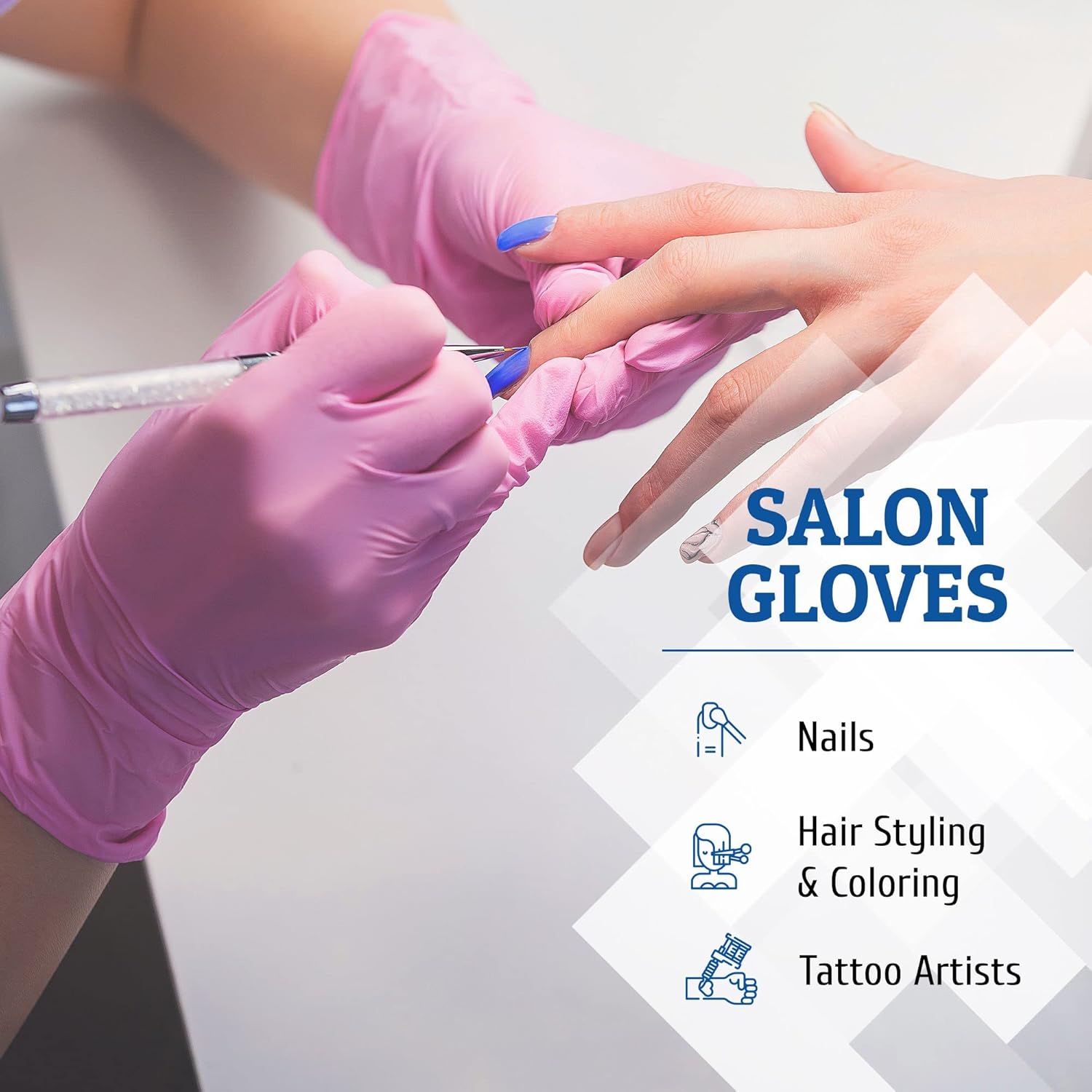 Hand-E Touch Pink Nitrile Disposable Gloves - Esthetician, Nail Tech, Hair Dye & Stylist, Cleaning Gloves - Image 3