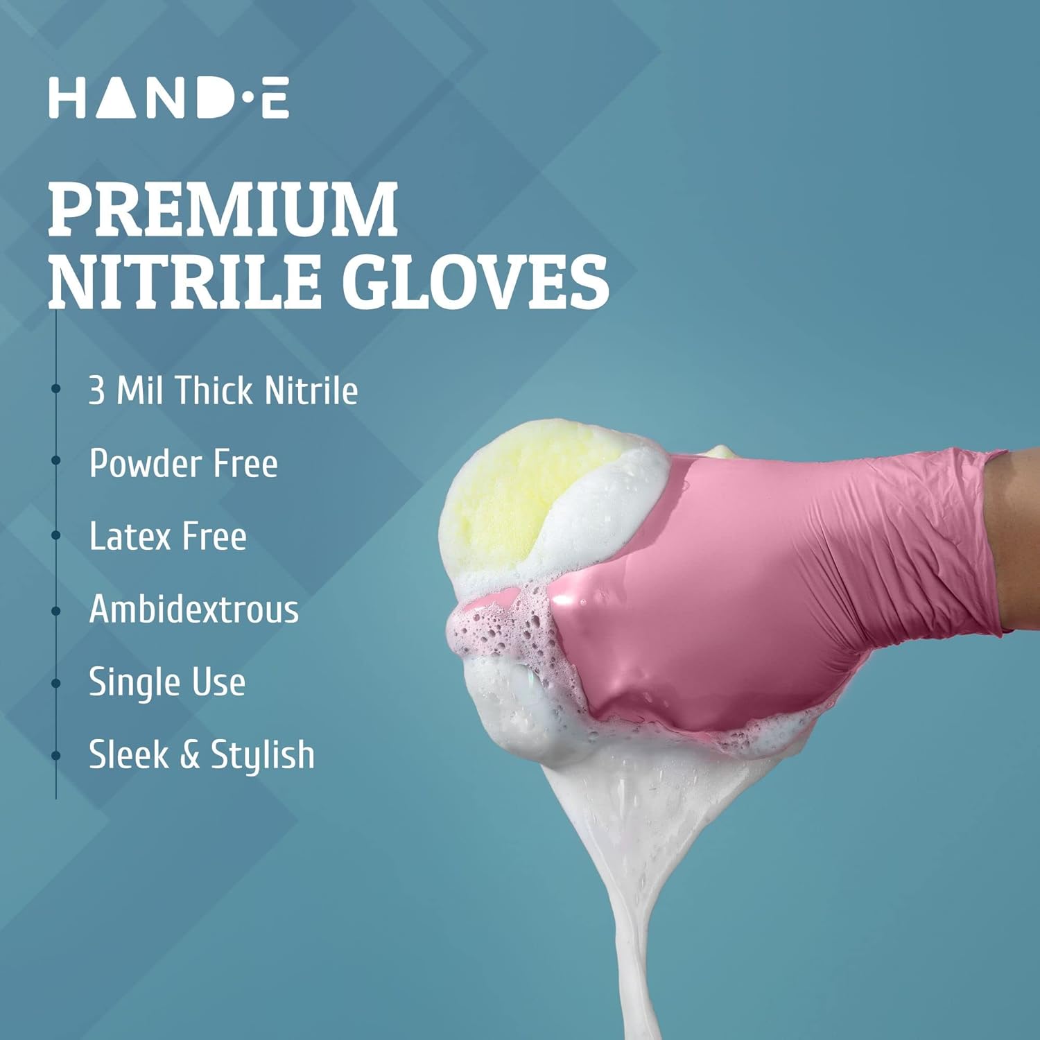 Hand-E Touch Pink Nitrile Disposable Gloves - Esthetician, Nail Tech, Hair Dye & Stylist, Cleaning Gloves - Image 5