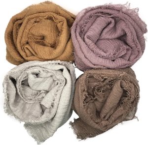 4PCS Women's Soft Cotton Hemp Shawl & Wrap, Long Scarf & Head Scarf