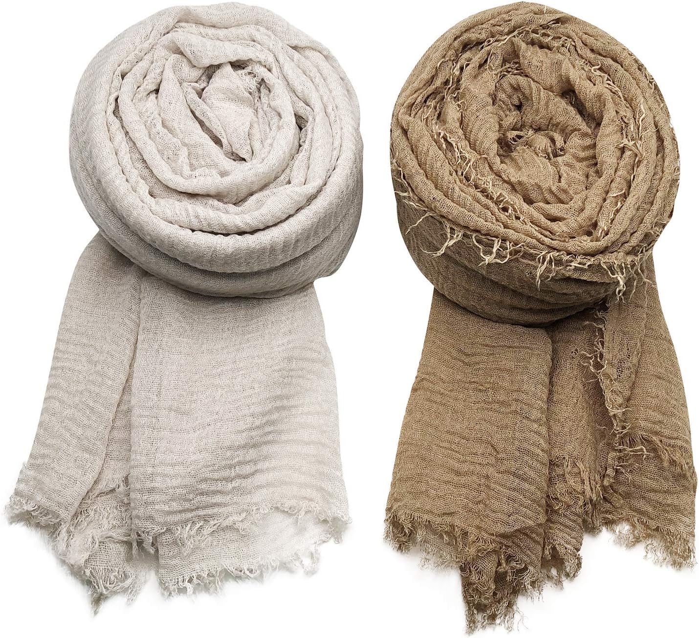 4PCS Women's Soft Cotton Hemp Shawl & Wrap, Long Scarf & Head Scarf - Image 3