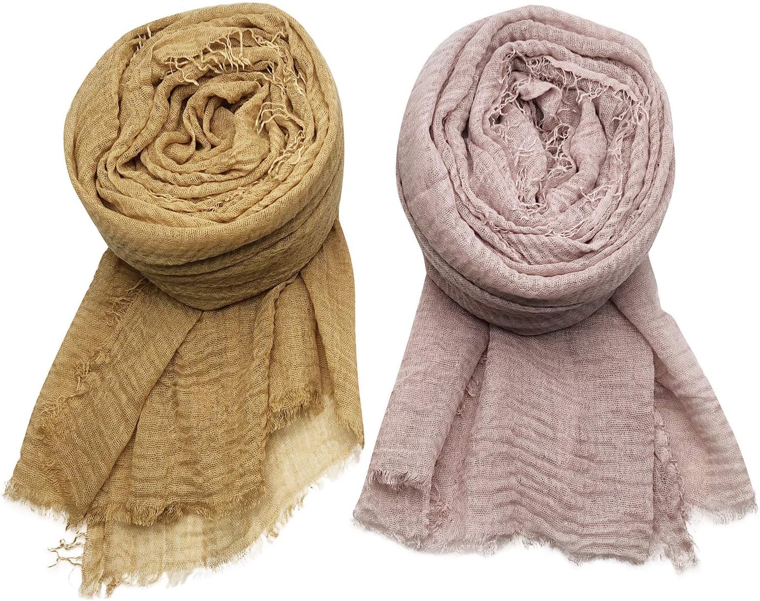 4PCS Women's Soft Cotton Hemp Shawl & Wrap, Long Scarf & Head Scarf - Image 4