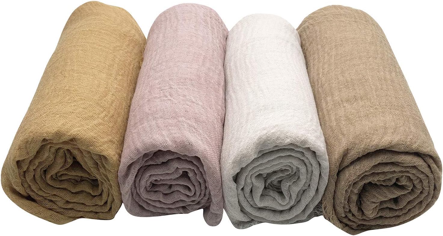 4PCS Women's Soft Cotton Hemp Shawl & Wrap, Long Scarf & Head Scarf - Image 5