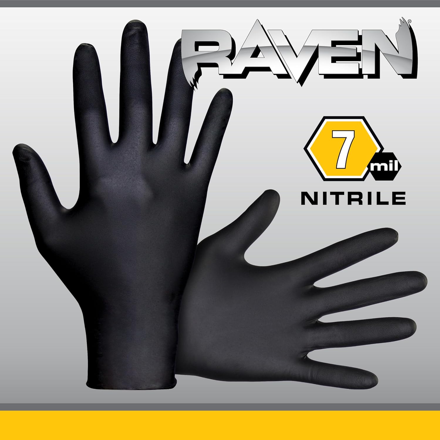 Raven Powder Free Nitrile Disposable Gloves | 7 Mil | Latex Free, Chemical + Puncture Resistant, Single Use | - Image 3