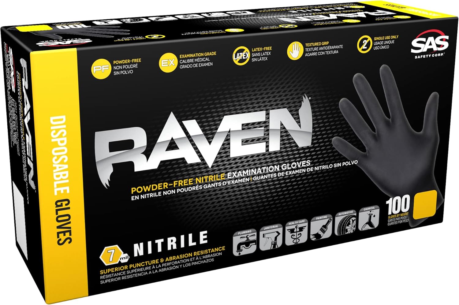 Raven Powder Free Nitrile Disposable Gloves | 7 Mil | Latex Free, Chemical + Puncture Resistant, Single Use | - Image 8