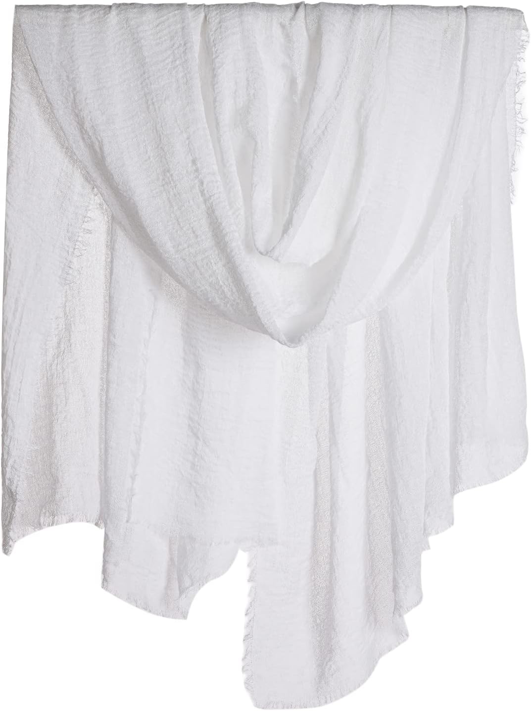 Women Summer Cotton Blend Crinkle Vintage Soft Long Scarf Linen Beach Shawl Wrap - Image 4